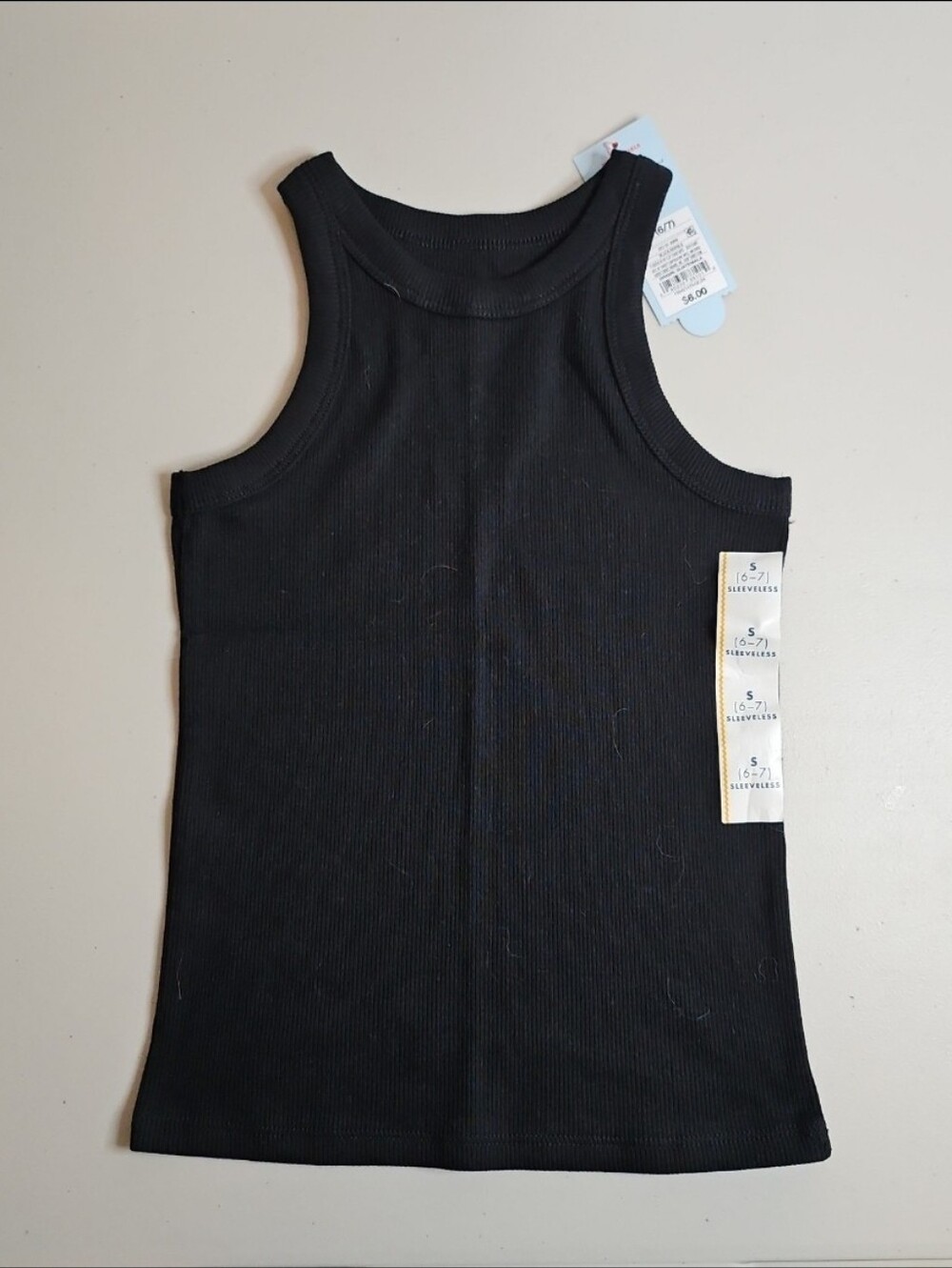 NWT Cat & Jack Black Ribbed Sleevless Girls Tank Top Size Small